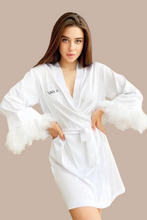 Load image into Gallery viewer, Bridal Fur Sleeve Dressing Robe
